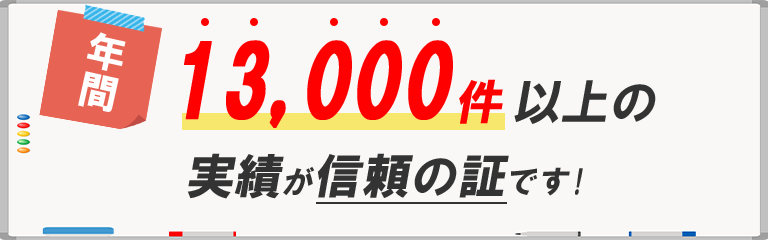 年間13,000件以上の実績が信頼の証です！